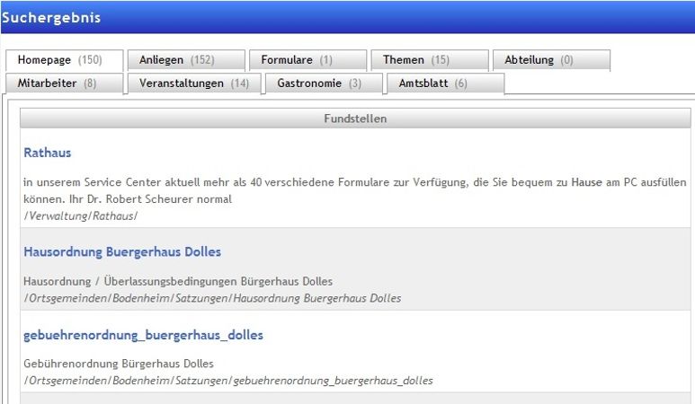 Sie sehen hier in verschiedenen Kategorien ... 